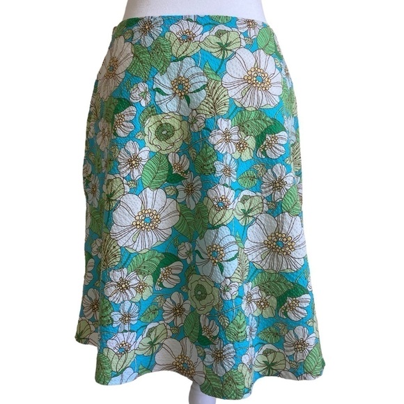 GAP Vintage Y2K Fairycore Knee Length A-line Skirt Seersucker Floral Print Sz 2 - Picture 4 of 11